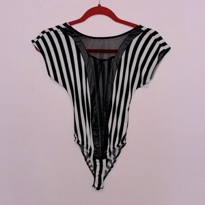 Good time USA Black and White Striped Women's  bodysuit